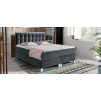 PMW - GUMI Łóżko kontynentalne z pojemnikiem | 180x200 | Wysokość zagłówka 140 cm | Materac Komfort | Topper HR