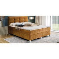 PMW - KAMA Łóżko kontynentalne z pojemnikiem | 180x200 | Wysokość zagłówka 140 cm | Materac Komfort | Topper HR