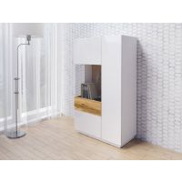 HELVETIA MEBLE WIERUSZÓW - SILKE TYP 42 Komoda wysoka 2 drzwi (1xszkło) lewa