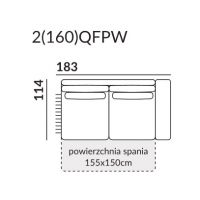 GALA COLLEZIONE - ARIA Sofa 2 osobowa z prawym bokiem i funkcją spania 2(160)QFPW