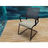 NOWY STYL - XILIUM Krzesło Konferencyjne FRAME CHAIR CF MESH BLACK | na płozie | Oparcie - Siatka