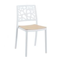 FURNITEX - K34-FX Krzesło | Białe z siedziskiem natural