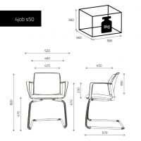 BGROUP - 4JOB Krzesło Konferencyjne NET S50 | Stelaż Metalowy na płozie | Oparcie Siatkowe