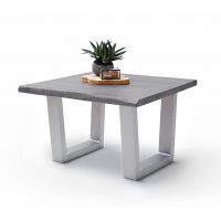 MC AKCENT - CARTAGENA Stolik 75x75x45 | Noga trapez stal szlachetna szczotkowana | Akacja szary piaskowany | 58024TEG
