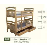 PANKAU - Łóżko piętrowe Teodor II bez materaca piankowego (spanie 90/200)