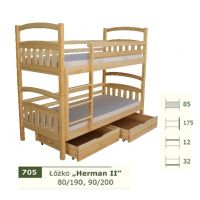 PANKAU - Łóżko piętrowe Herman II bez materaca piankowego (spanie 90/200)