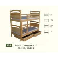 PANKAU - Łóżko piętrowe Celestyn II z materacem piankowym (spanie 80/190)