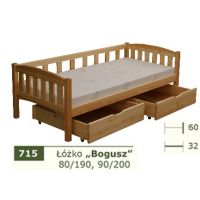 PANKAU - Łóżko parterowe Bogusz z materacem piankowym (spanie 90/200)