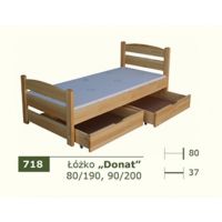 PANKAU - Łóżko parterowe Donat bez materaca piankowego (spanie 90/200)