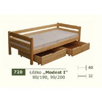 PANKAU - Łóżko parterowe Modest I z materacem piankowym (spanie 80/190)