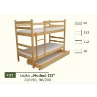 PANKAU - Łóżko piętrowe Modest III bez materaca piankowego (spanie 80/190)