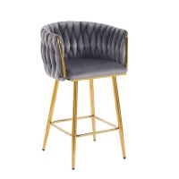 FURNITEX - H7-FX (G) Hoker | Velvet | Szary | Stelaż złoty