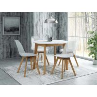 MOSKAŁA MEBLE - Stół okrągły 977 | Blat biały | Nogi drewno bukowe naturalne