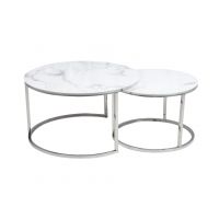 SIGNAL - ATLANTA B Ława | Biały, efekt marmuru | Chrom | DOSTĘPNA OD RĘKI