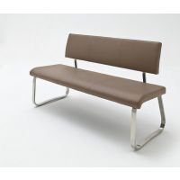 MC AKCENT - ARCO Ławka na płozie | Stal szlachetna szczotkowana | Ekoskóra cappuccino | 175x59x86 | AB2L10CX