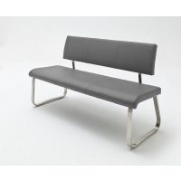 MC AKCENT - ARCO 2 Ławka na płozie | Stal szlachetna szczotkowana | Skóra szara | 175x59x86 | AB2L20GX