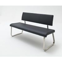 MC AKCENT - ARCO Ławka na płozie | Stal szlachetna szczotkowana | Ekoskóra czarna | 155x59x86 | ABLE10SX