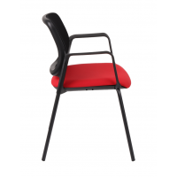 GROSPOL - ASPEN Krzesło Konferencyjne 4L BT ARM Black / Chrome | Oparcie Tapicerowane | Podłokietniki