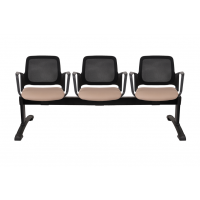 GROSPOL - ASPEN Ławka 3-osobowa BS / BT ARM 3 Black / Grey | Oparcie Siatkowe / Tapicerowane | Podłokietniki