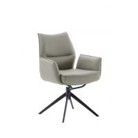 MC AKCENT - ASSENTO A Krzesło z podłokietnikiem | Skóra krem | Stelaż lakier czarny mat | Obrót siedziska | ASAA20CR | ASGE14SM