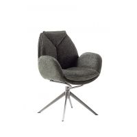 MC AKCENT - ASSENTO B Krzesło z podłokietnikiem | Tkanina oliwka | Stelaż stal szlachetna szczotkowana | Obrót siedziska | ASBA62OL | ASGE14EG