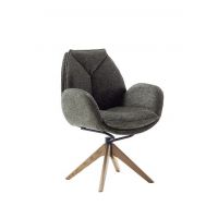 MC AKCENT - ASSENTO B Krzesło z podłokietnikiem | Tkanina oliwka | Stelaż dąb lity lakier | Obrót siedziska | ASBA62OL | ASGE24HL