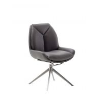MC AKCENT - ASSENTO B Krzesło | Skóra cappuccino | Stelaż stal szlachetna szczotkowana | Obrót siedziska | ASBS20CX | ASGE14EG