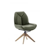 MC AKCENT - ASSENTO B Krzesło | Skóra oliwka | Stelaż dąb lity lakier | Obrót siedziska | ASBS20OL | ASGE24HL