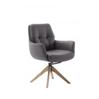 MC AKCENT - ASSENTO C Krzesło z podłokietnikami | Skóra cappuccino | Stelaż dąb lity lakier | Obrót siedziska | ASCA20CX | ASGE24HL