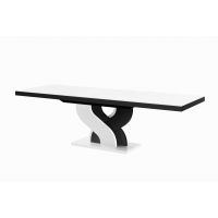 HUBERTUS - BELLA Stół 160-256x89 | Biały połysk / biały połysk / czarny poyłsk