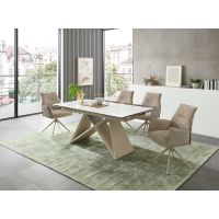 MC AKCENT - JAMIRO Stół 180-260x90x76 | Marmur biały | Stelaż metal lakier beżowy mat | 83-B90-FS