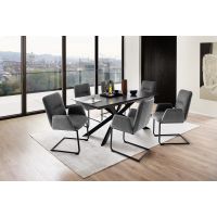 MC AKCENT - BONANZA Stół 160-200x90x76 | Ceramica marmur antracyt | Noga Metal lakier czarny mat | BO16SMAM