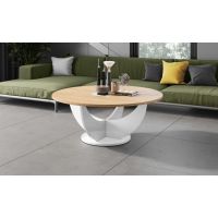 HUBERTUS - CAPRI 100 Ława okrągła | Super Decor | Dąb Słoneczny | Biały połysk