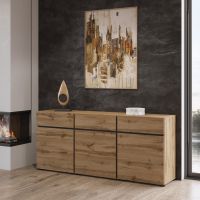 HELVETIA MEBLE WIERUSZÓW - CROSS Komoda 24N6MY43 | Dąb wotan / dab wotan-czarny