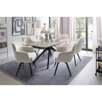 MC AKCENT - CERRITO Stół 160-220x90x76 | Ceramika marmur beż | Stelaż metal lakier czarny mat | CE16SMBM