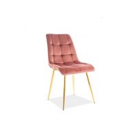 SIGNAL - CHIC Gold Velvet Krzesło kolor antyczny róż, Tapicerka Bluvel 52