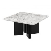 HUBERTUS - DIVERSO Ława 80x80x50 | Venatino white połysk | Czarny połysk