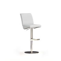 MC AKCENT - DIAZ Hoker | Podstawa okrągła | stal szlachetna szczotkowana | Ekoskóra biała | DIRE10WX