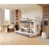 AJK meble - DOMINIK DOMEK Łóżko Piętrowe 2-osobowe z Szufladą 190x80cm