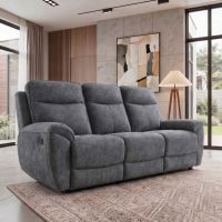 Mars Meble - DONNA Sofa 3-osobowa z manualną funkcją relax | Tkanina Anthracite – Bangkok | PROMOCJA