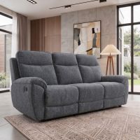 Mars Meble - DONNA Sofa 3-osobowa z manualną funkcją relax | Tkanina Dark Grey - Brego | PROMOCJA