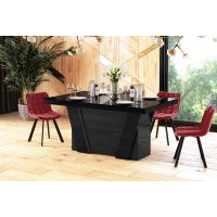 HUBERTUS - GRANDE Stół 160-412x100 | Czarny mat | Czarny połysk