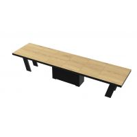 HUBERTUS - GRANDE Stół 160-412x100 | Dąb słoneczny | Czarny połysk