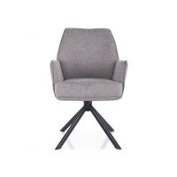 SIGNAL - HUGO BREGO Krzesło | Obrót siedziska | Tkanina Brego Szary 07 | Stelaż Czarny mat