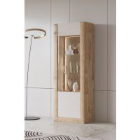 Bydgoskie Meble - KASAI Witryna 1D Lewa | 24HKMI05 | Dąb harbor złoty-Kaszmir