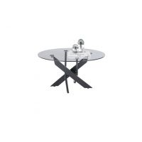 MC AKCENT - KOPENHAGEN Stolik okrągły | Blat szkło szare | Stelaż metal lakier czarny mat | 583527S5