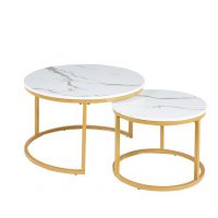 FURNITEX - L3-FX Ława | Biały marmur | Złoty mat | 70 + 50