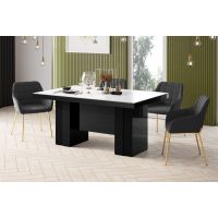 HUBERTUS - LARGO Stół 160-400x89 | Biały połysk | Czarny połysk