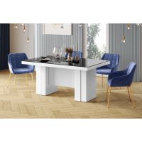 HUBERTUS - LARGO Stół 160-400x89 | Czarny połysk | Biały połysk