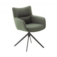 MC AKCENT - LIMONE 2S Krzesło | Nogi skośne lakier czarny mat | Obrót siedziska | Skóra Oliwka | L24S20OL